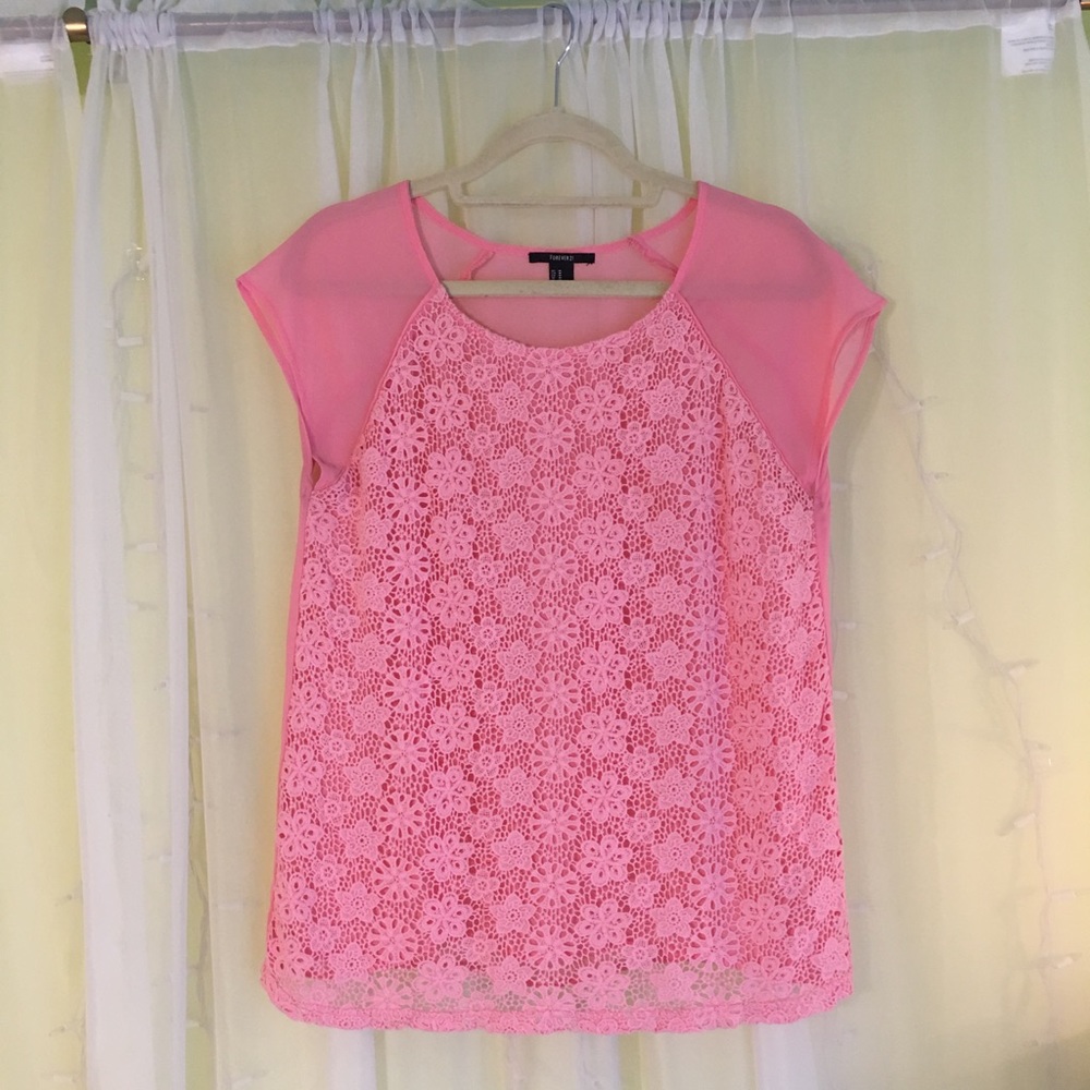 FOREVER 21 PINK LACE TOP